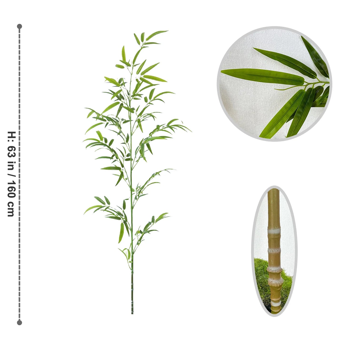 Bambù Artificiale In PVC Verde Altezza Regolabile Da 130 A 210 Cm Per Giardino E Hotel Decorazione