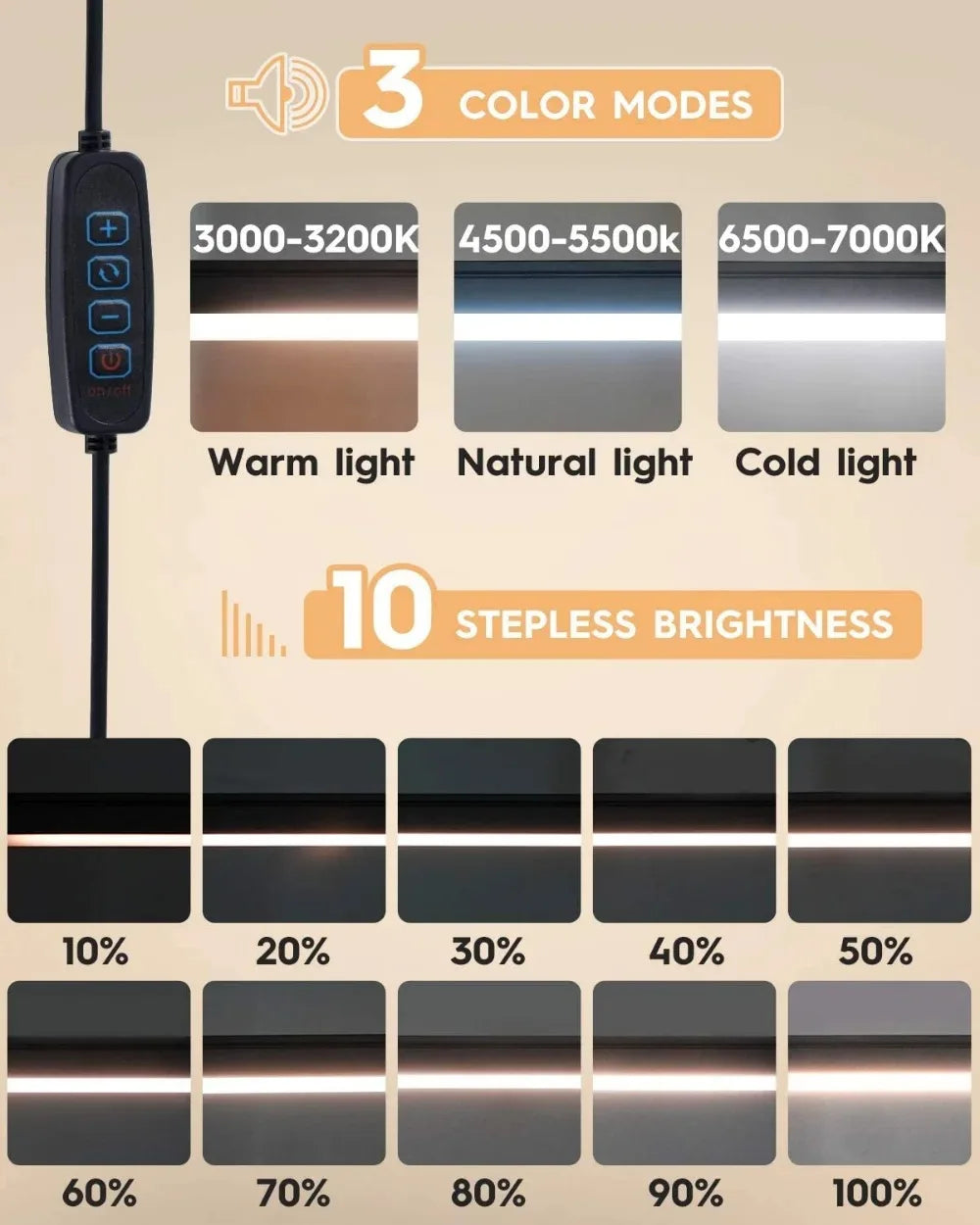 Lampada Da Scrivania Pieghevole A LED In Metallo Con Clip E Braccio Lungo Dimmerabile Tre Colori Regolabili Per Computer