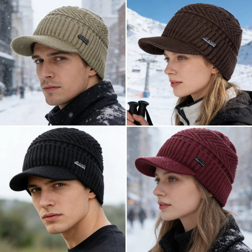 Cappello In Lana Per Uomo Autunno Inverno Lavorato A Maglia Con Visiera Imbottita Caldo E Confortevole