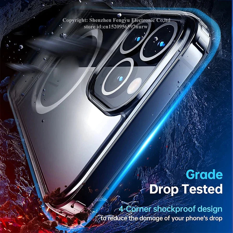 Custodia Magnetica Cristallina Con Cavalletto Per iPhone 12 Mini 13 Mini 15 Pro Max 16 17 Pro Max Con Supporto