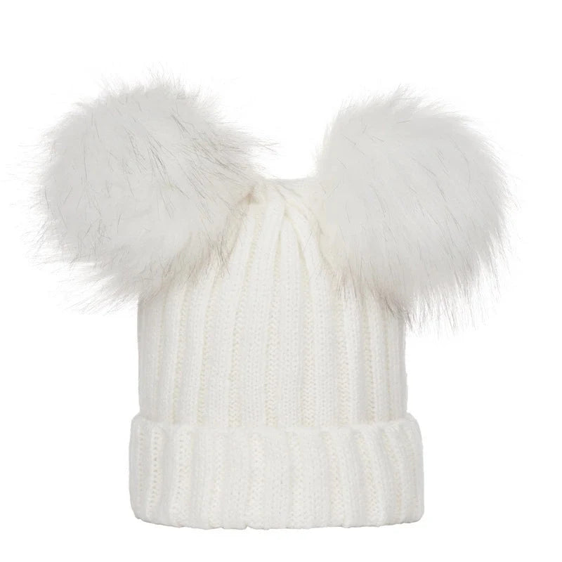 Cappello Invernale Da Donna Lavorato A Maglia Con Pompon In Pelliccia Sintetica Caldo Berretto Natalizio Per Ragazza