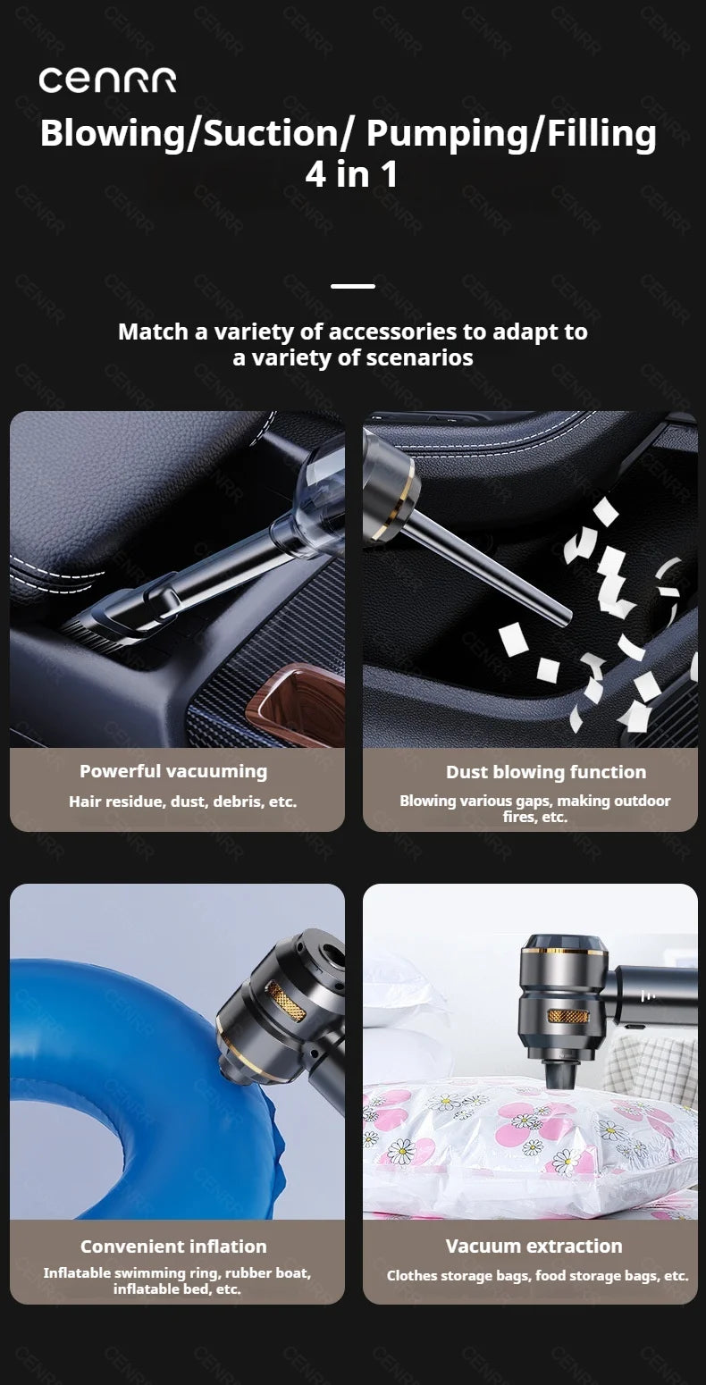 Cenrr 998000 Aspirapolvere Per Auto Senza Fili Potente Portatile Con Accessori Auto E Pulitore Universale