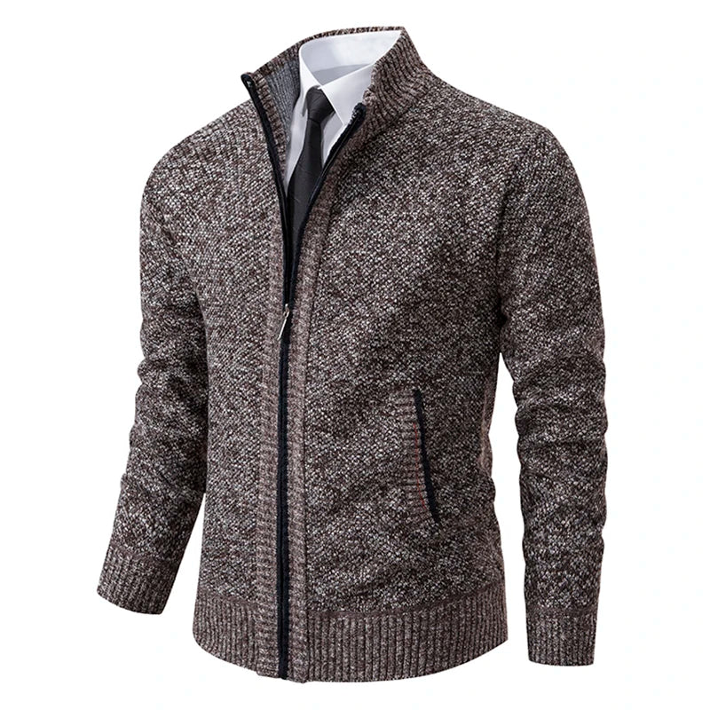 Cappotto Sportivo Casual Da Uomo In Jersey Autunno Inverno Con Colletto Alla Coreana E Cerniera Frontale In Pile