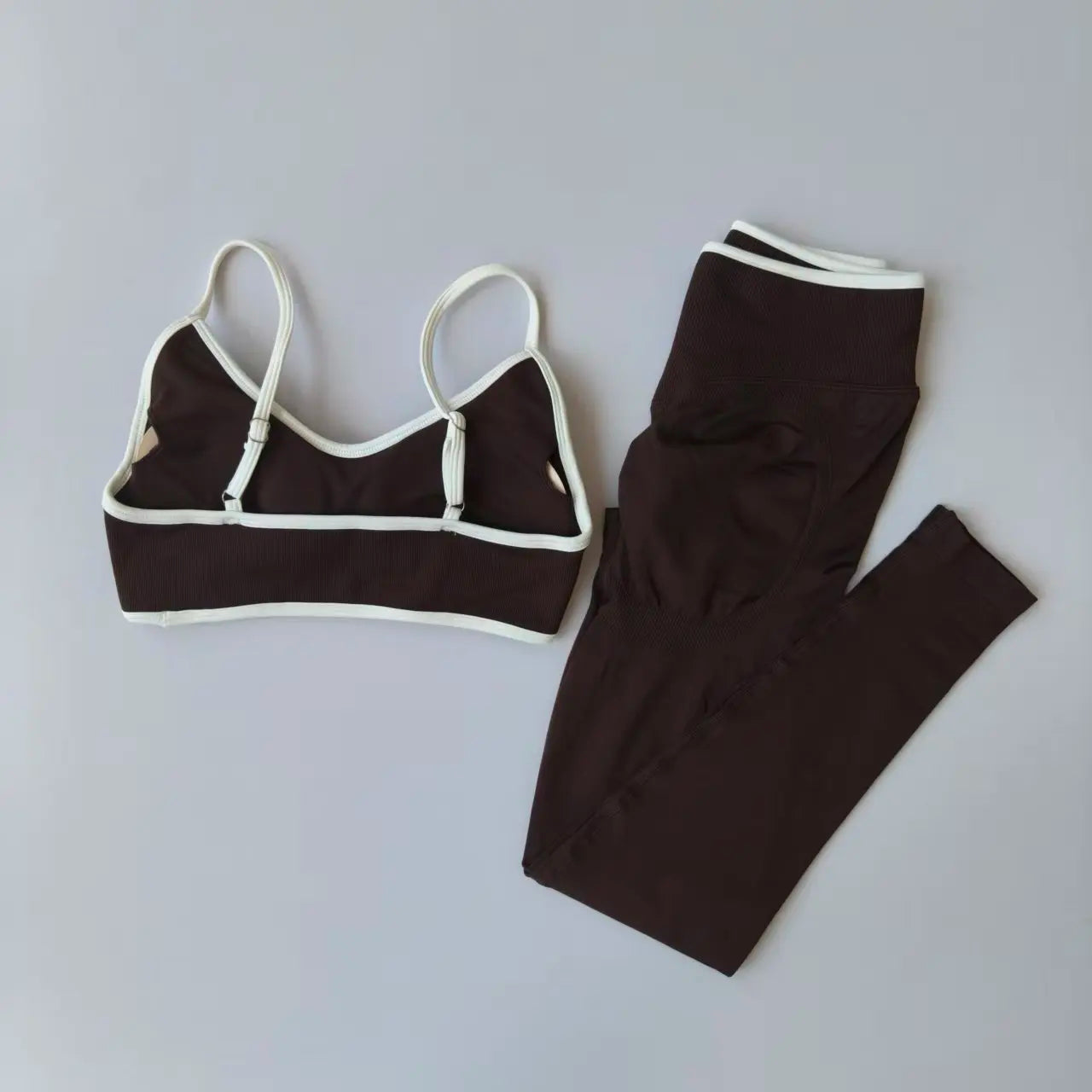 Set Da Allenamento Donna In Due Pezzi Leggings Senza Cuciture Vita Alta E Reggiseni Sportivi Con Spalline