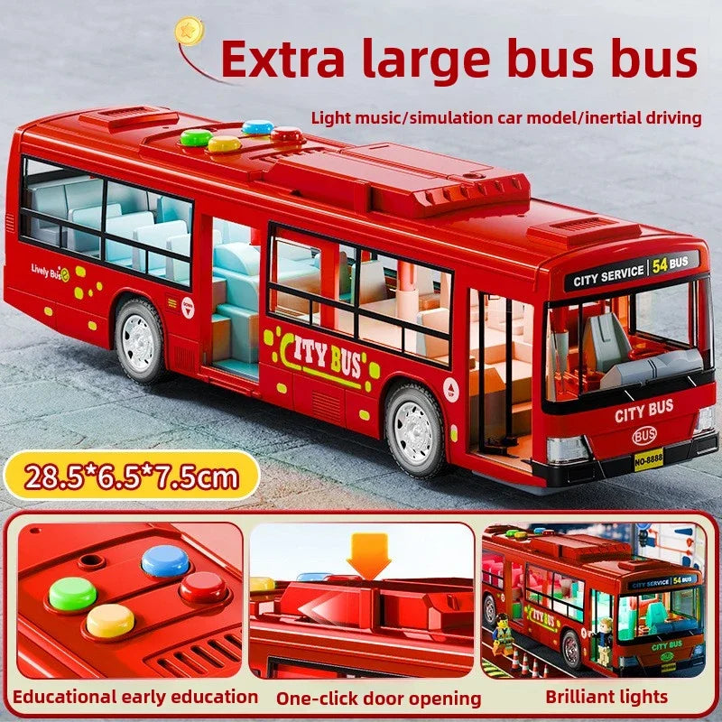 Autobus Urbano Grande Bambini Con Luci Suoni Inerzia Porta Aperta Pulsante Modello Scolastico Educativo Giocattolo Regalo