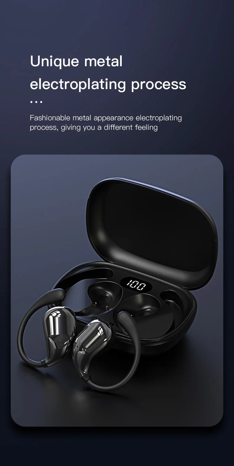 Cuffie Wireless Bluetooth Con Gancio Per L Orecchio Auricolari Stereo Impermeabili Display LED Controllo Touch