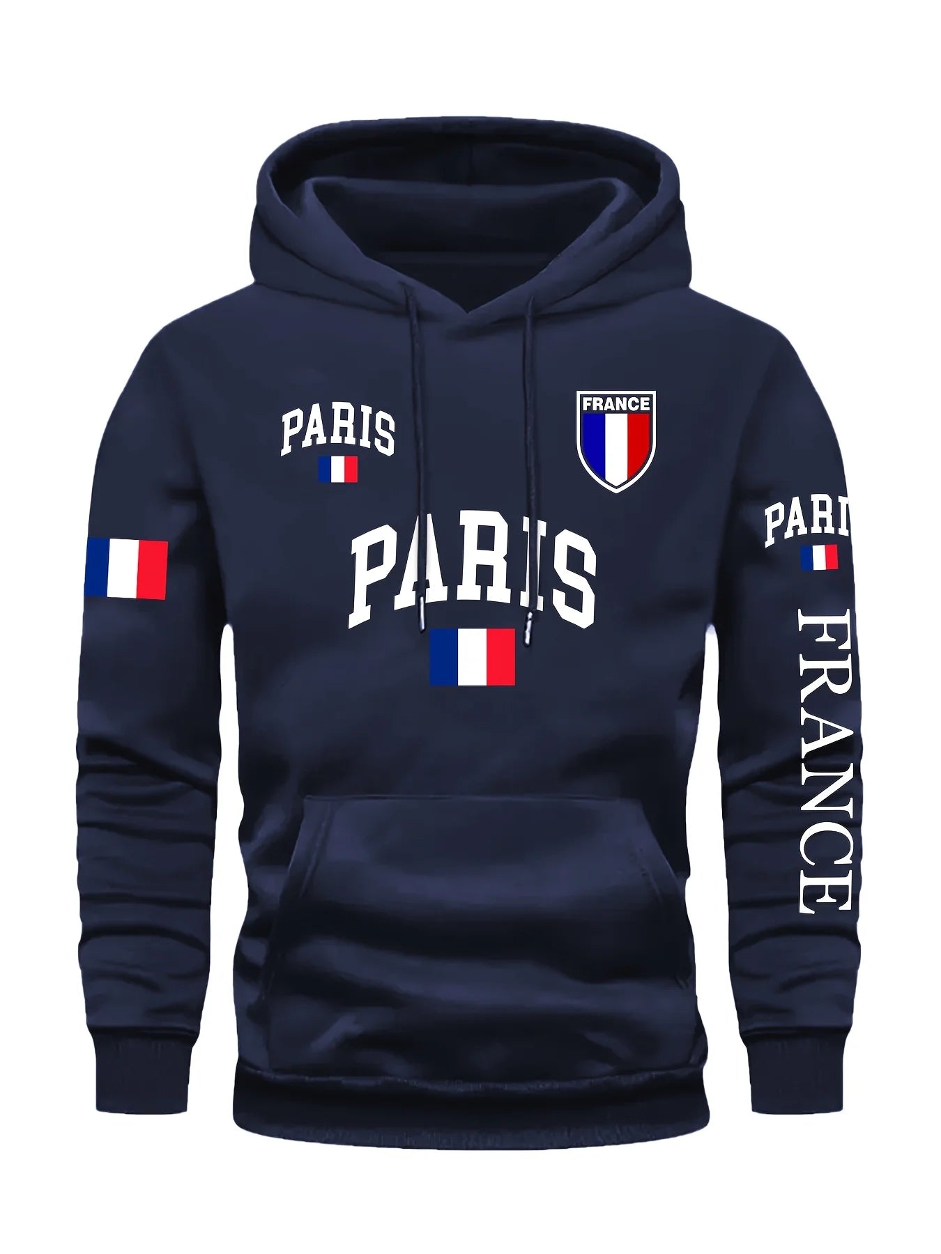 Felpa con Cappuccio da Donna Bandiera di Parigi Stampata Autunno Inverno Abbigliamento Casual Caldo Confortevole