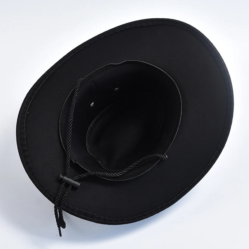 Cappello Da Cowboy In Pelle Scamosciata Artificiale Unisex Vintage Con Grande Bordo Per Cosplay E Feste