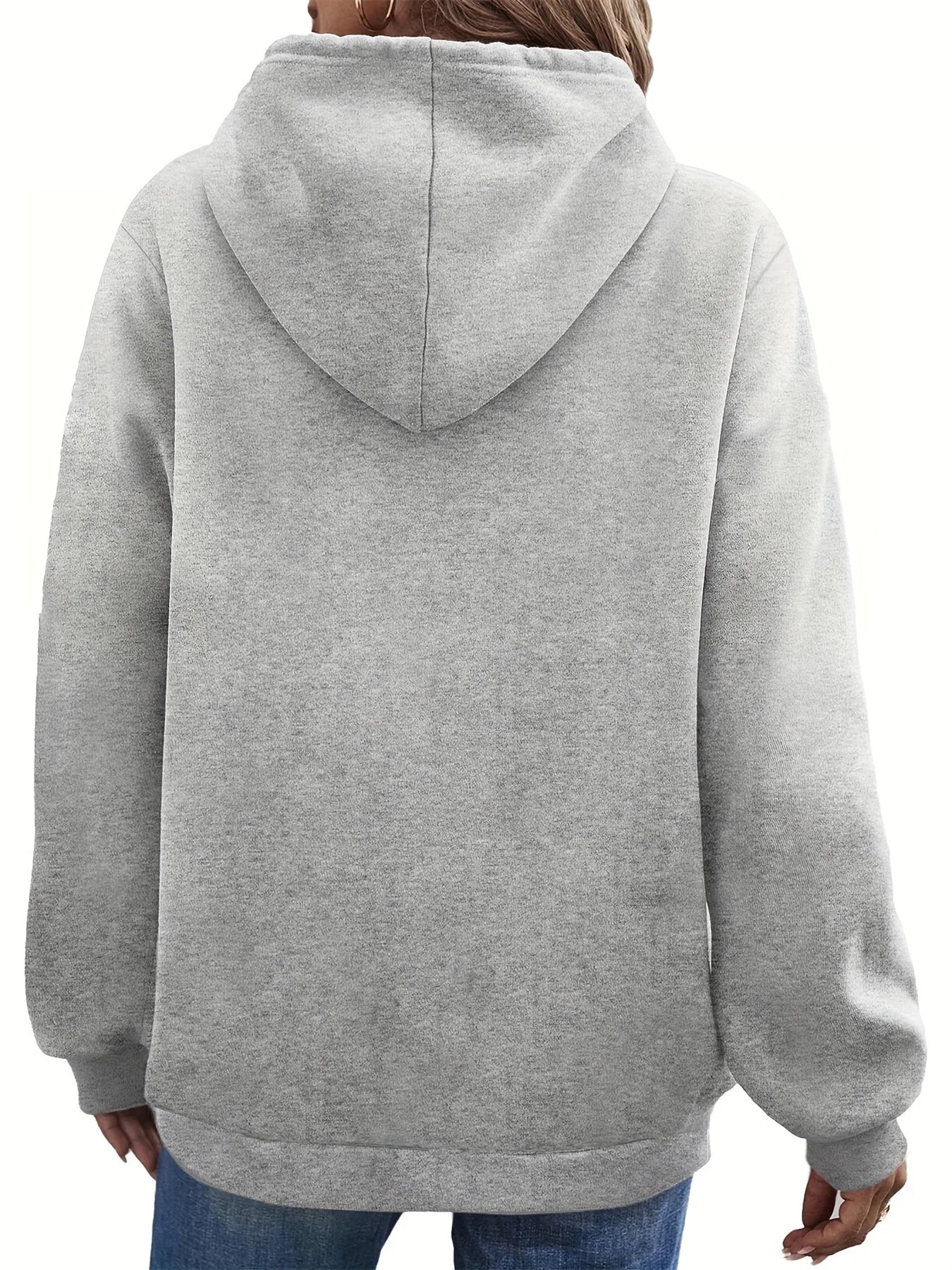 Felpa Donna Autunno Inverno Calda Ampia Casuale Con Cappuccio Maniche Lunghe In Pelle Scamosciata Stampata