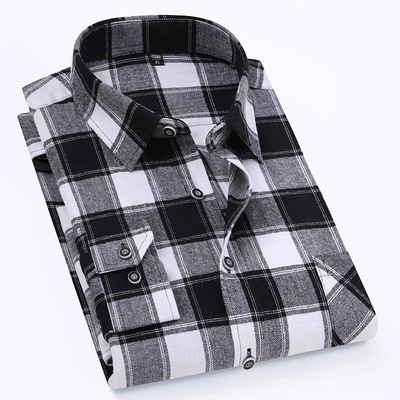 Camicie Da Uomo In Flanella Scozzese A Quadri Manica Lunga In Cotone Taglie Dalla S Alla XL Vestibilita Standard E Casual