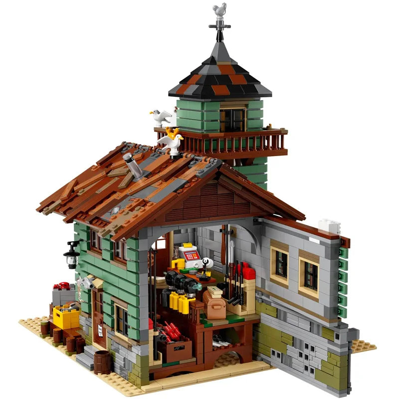 Pescatore Vecchia Casa di Pesca Negozio Modello Building Blocks Mattoni Compatibile 21310 16050 Bambini Compleanno Natale Giocattoli Regali k8001