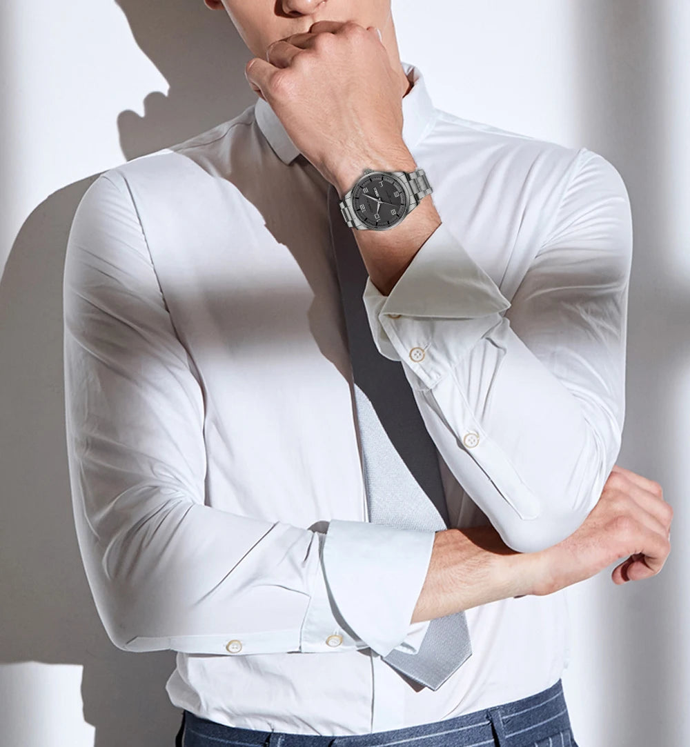 CRRJU Orologi Da Uomo Nuovi Casual Business Cinturino In Acciaio Inox Quarzo Con Data Lancette Luminose
