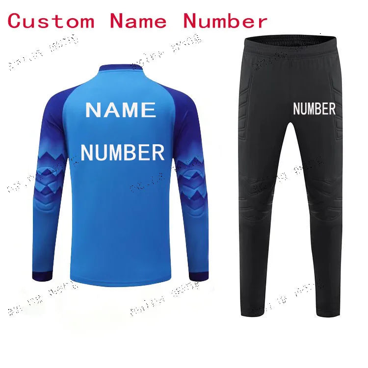 2023 uomo bambino portiere di calcio uniforme spugna protettiva manica lunga allenamento di calcio portiere top maglia da calcio pantaloni personalizzati