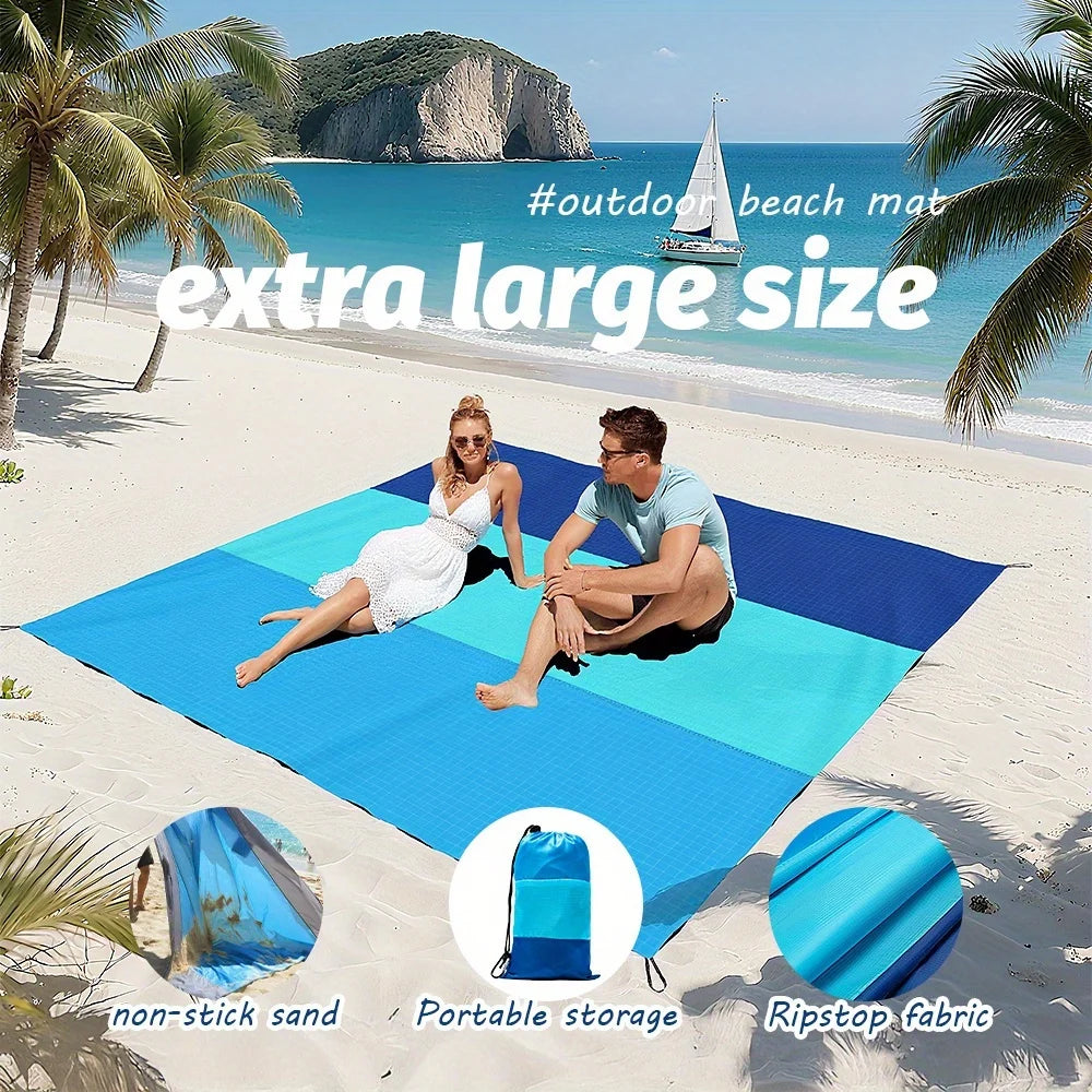 Tappetino Da Spiaggia Impermeabile 2x2,1m Leggero Da Campeggio Antiscivolo Per Picnic E Viaggi All Aperto