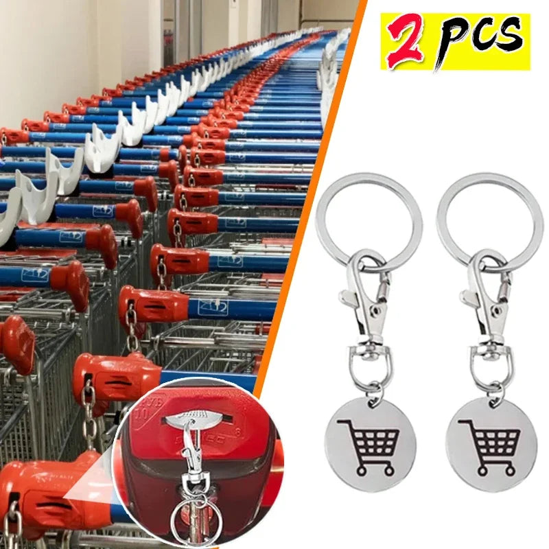 Portachiavi Gettoni Carrello Spesa In Metallo Mini Con Etichetta Monete Per Rimozione Carrello Supermercato Unisex Regali