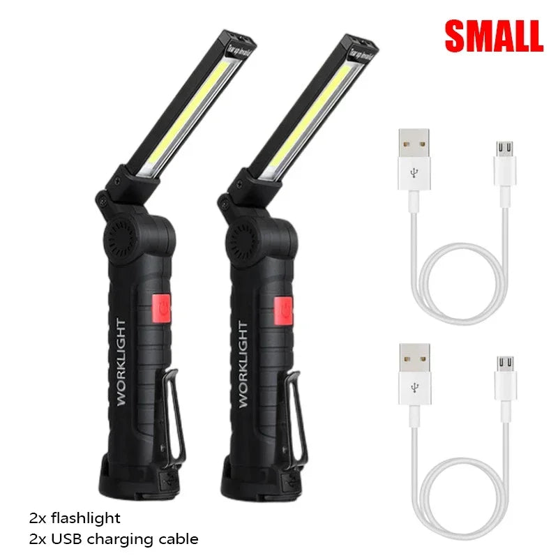 Torcia Portatile A LED COB Ricaricabile USB Lanterna Magnetica Con Batteria Incorporata Per Campeggio E Lavoro