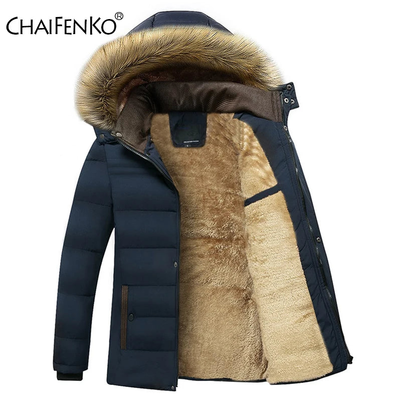Parka Da Uomo Invernale Antivento Caldo Con Cappuccio E Collo In Pelliccia Giacca Spessa Classica Casual