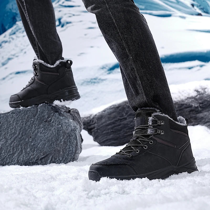 Stivali Da Neve Da Uomo Foderati In Pile Con Suola Spessa Per Trekking Outdoor Inverno Autunno Scarponi Da Caccia