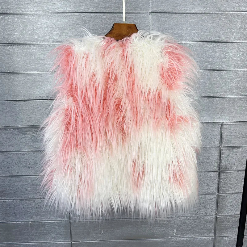 Gilet Di Pelliccia Sintetica Da Donna Lana Imitazione Caldo Senza Maniche Autunno Inverno 2025 Stile Elegante