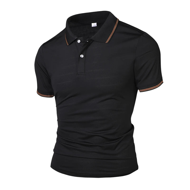 Maglietta Da Uomo Traspirante Estiva Con Risvolto Versatile Top Da Esterno Per Affari E Moda Polo Solido
