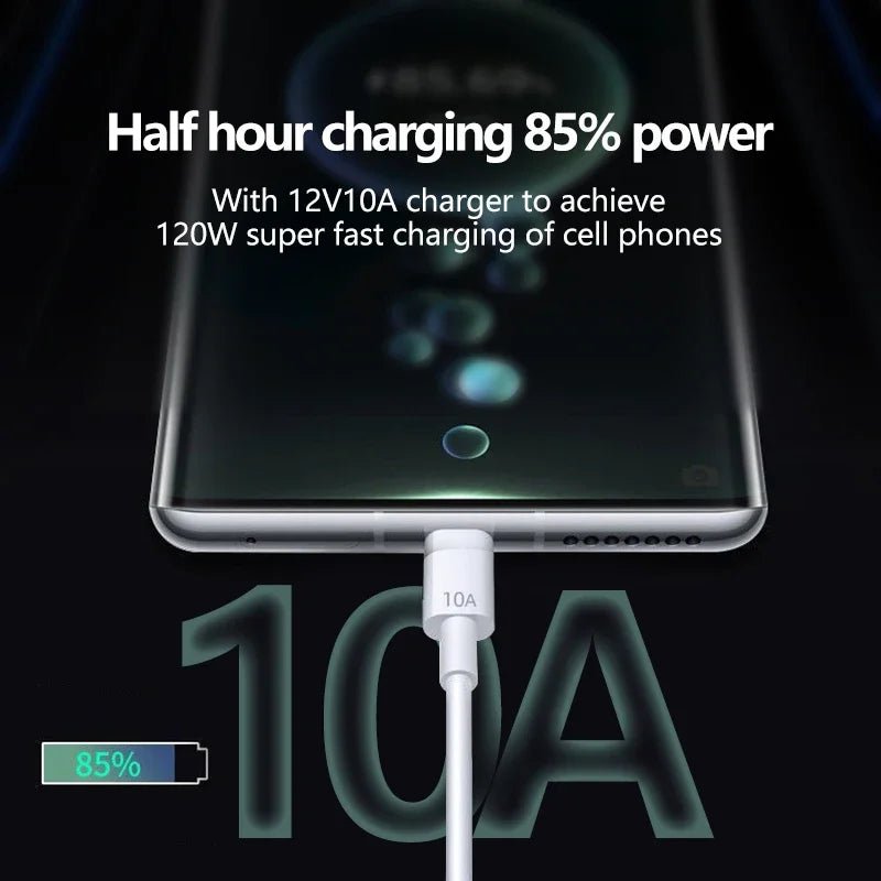 Cavo USB A a USB C 120 W Ricarica Ultra Veloce 10 A Per Smartphone e Tablet Compatibili Lunghezze 0,3 m 1 m 1,5 m 2 m