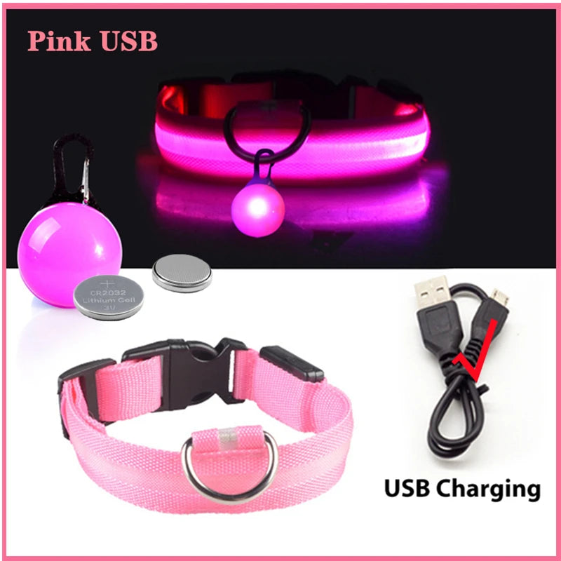 Collare Luminoso USB Ricaricabile Per Cani Di Piccola Taglia Pendente Staccabile Con Luce LED Notturna COOYOMOO