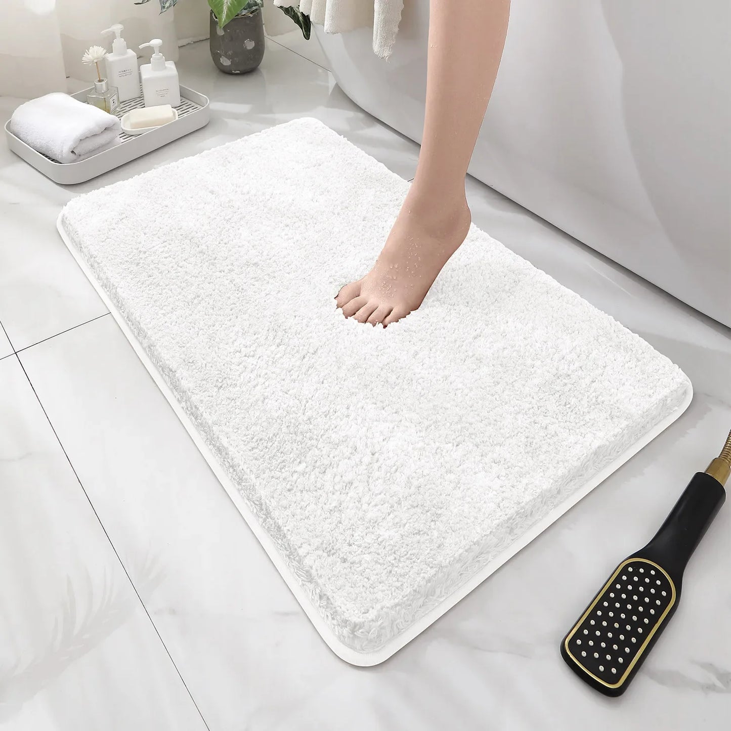 Tappetino Da Bagno Arrotondato E Ispessito Antiscivolo Peluche Assorbente Per Vasca E Per Porta D Ingresso
