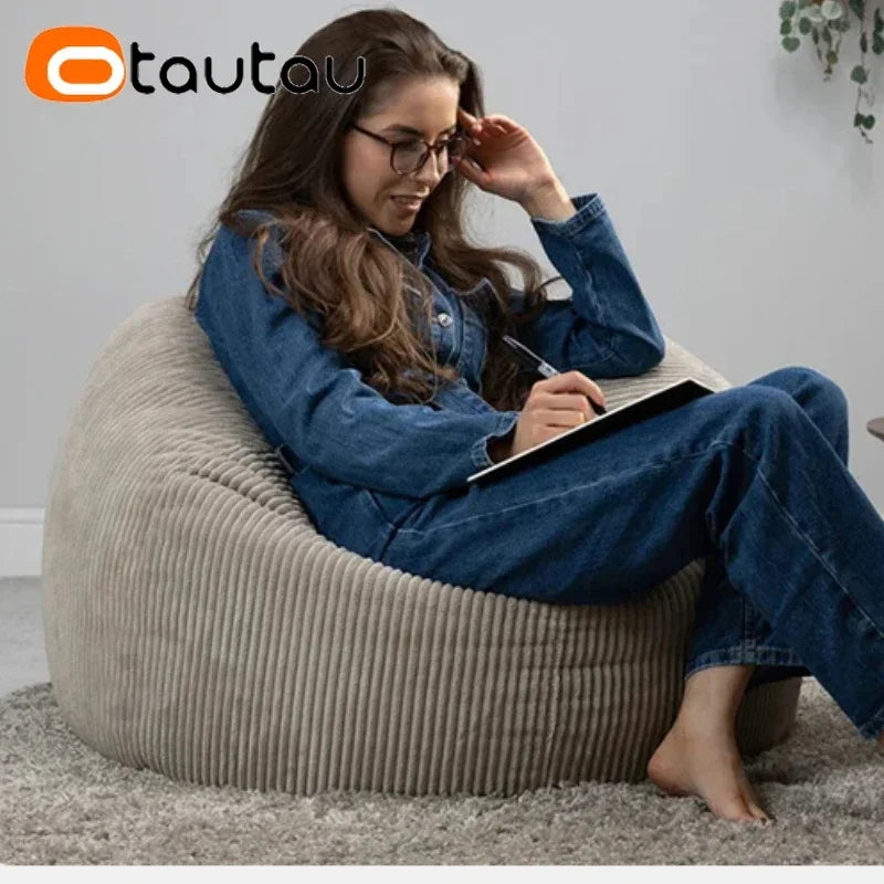 Otautau Pouf In Velluto A Coste Senza Riempitivo Pavimento Beanbag Sedia Lettino Ottomano Mobili Senza Telaio DD025