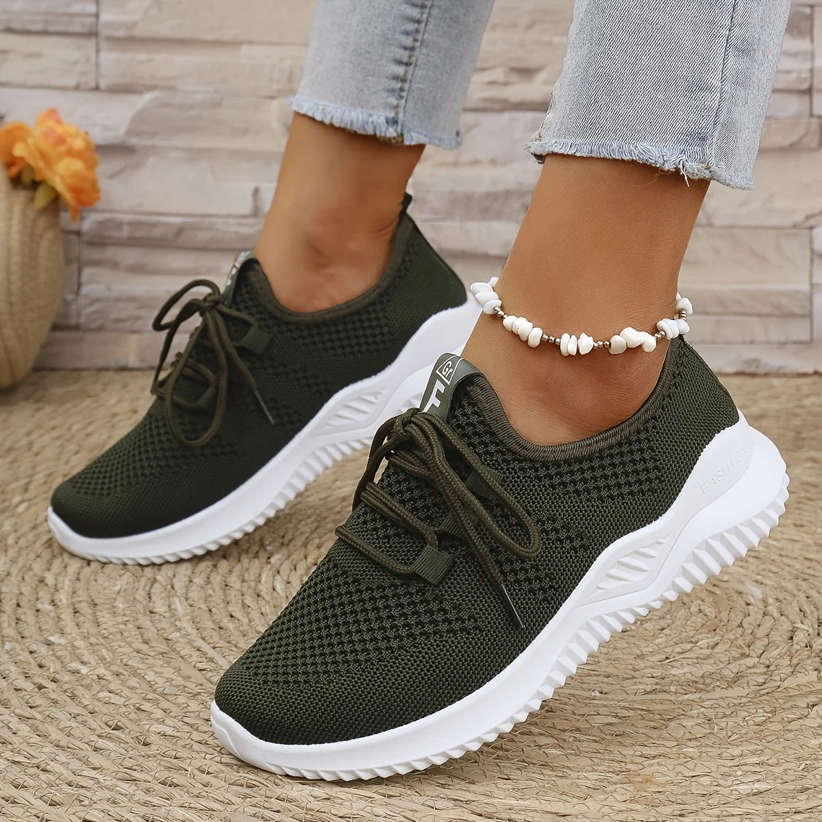 Scarpe Sportive Donna in Maglia Tinta Unica con Suola Morbida Ideali per Correre Tennis Allenamenti Viaggi