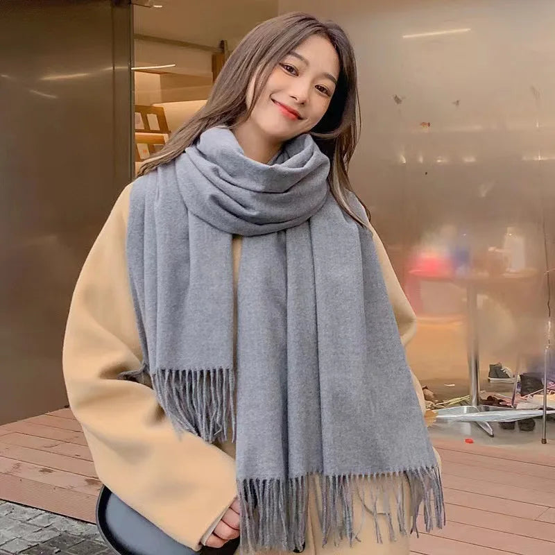 Sciarpa Nera In Lana E Cashmere Donna Calda E Morbida A Quadretti Inverno Autunno Dalla Forma Classica XWJ07