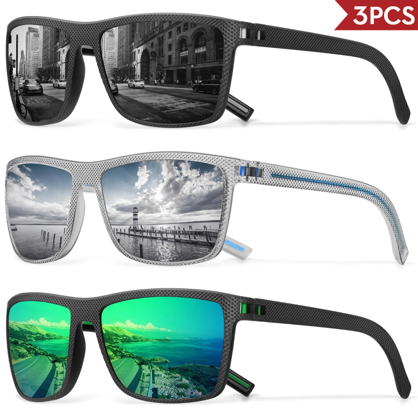 Confezione Occhiali Da Sole Polarizzati Colorati Unisex Con Scatola Di Design UV400 Per Guida Pesca E Sport All Aperto