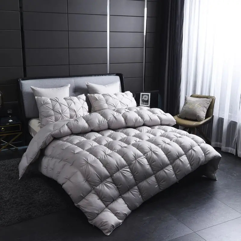 Piumino In Piuma Oca Bianca Caldo Inverno Spesso 3D Imbottitura Coperta Trapunta Letto Singolo Doppia