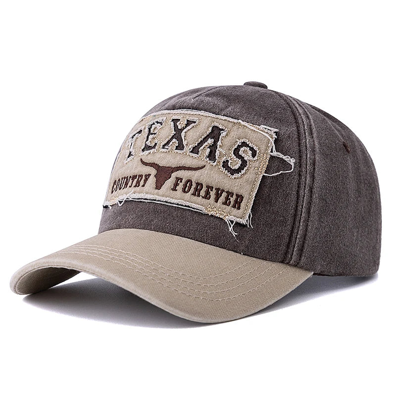Berretto Baseball Cotone Lavato Unisex Vintage Con Ricamo Texas Motivo Animale Per Uomini Donne All Aperto