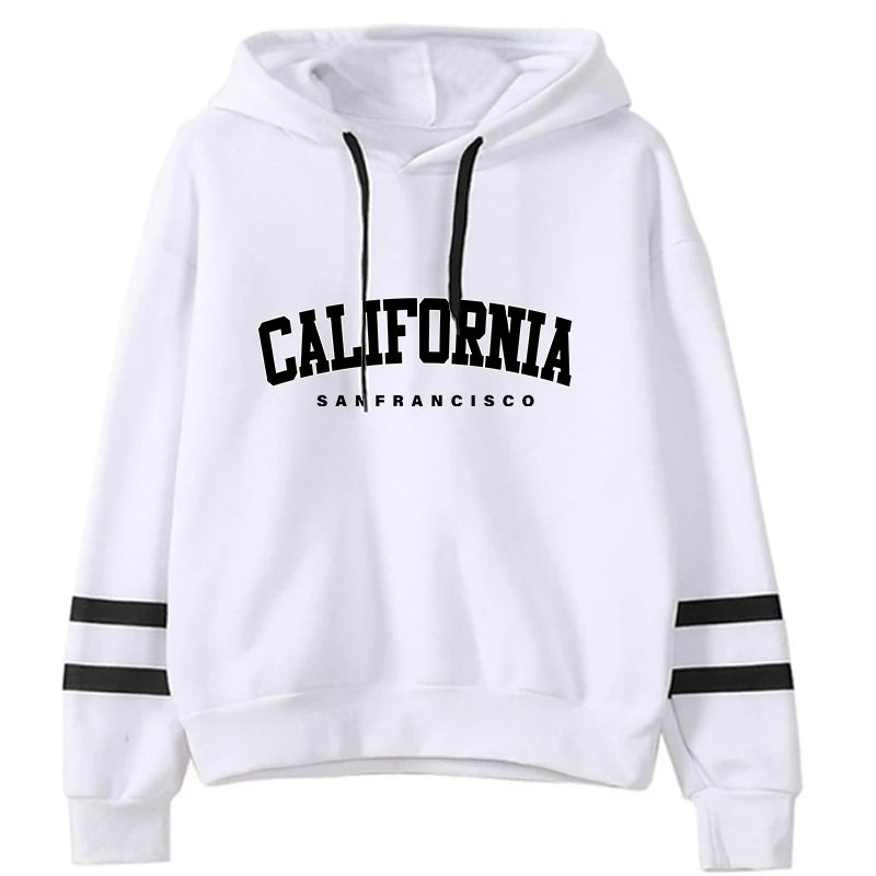 Tuta Da Donna California Stripe Felpa Con Cappuccio Casual Versatile Abito Pantaloni Abiti Da Strada S3XL