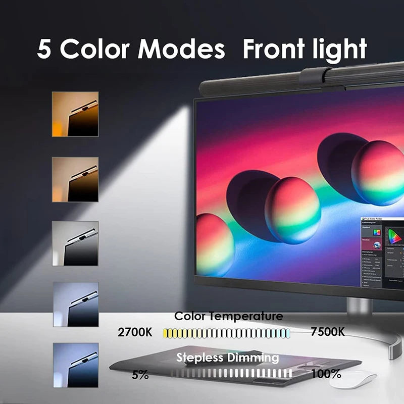 Barra Luminosa LED 44 Cm Per Monitor E Scrivania Con Atmosfera RGB Dimmerabile Ideale Per Studio E Lavoro
