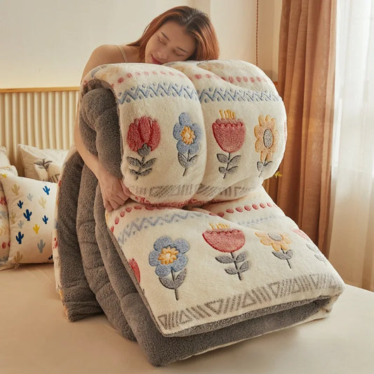 Coperta Super Spessa Inverno Autunno Taglia Queen Peluche Antistatica Morbida Confortevole Pile Coral Fleece Poliestere