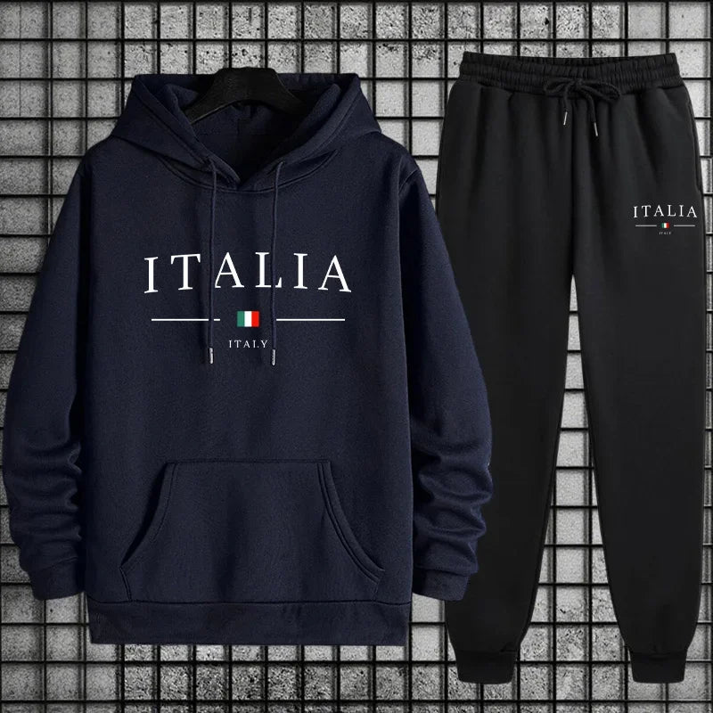 Tuta Da Uomo Di Qualità Con Cappuccio Monopezzo Felpe Con Stampa Streetwear Autunno Inverno Pantaloni