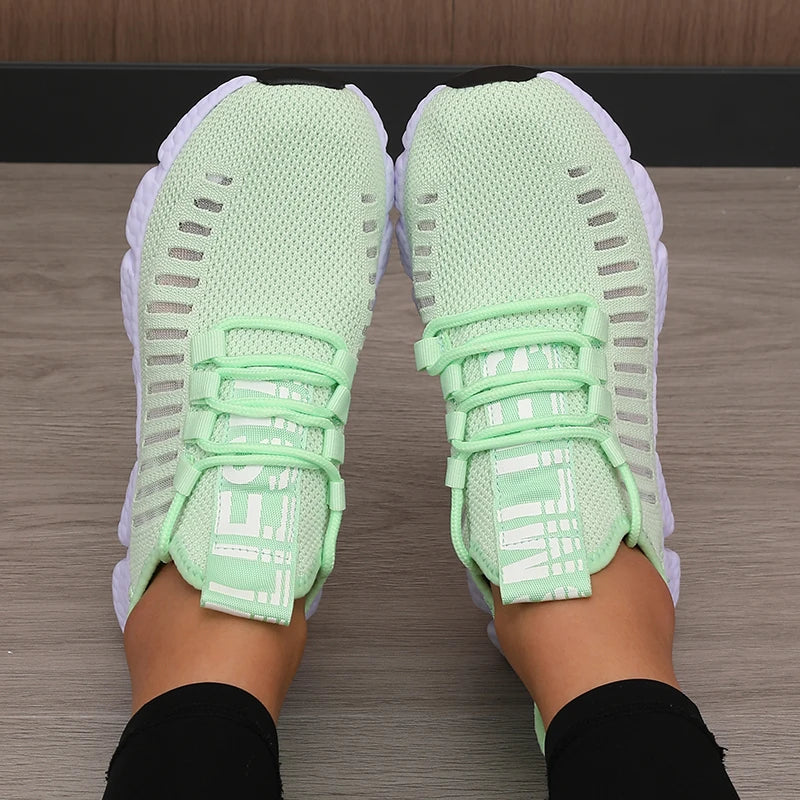 Scarpe Da Ginnastica Da Donna Traspiranti Morbide Con Lacci Basse Da Passeggio Per Esercizi Alla Moda Flessibili