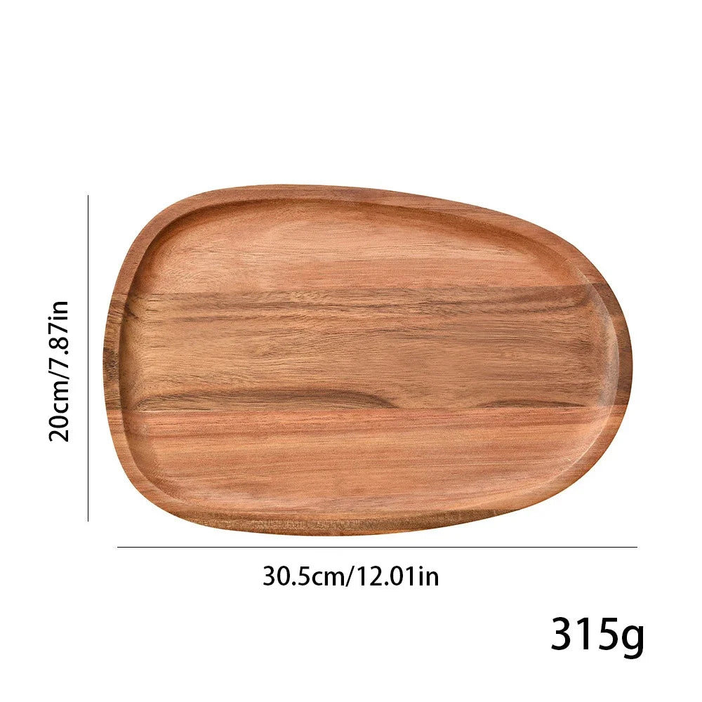 Vassoio Ovale In Legno Di Acacia Piatto Da Portata Per Bevande Teaboard Per Tè Naturale Snack