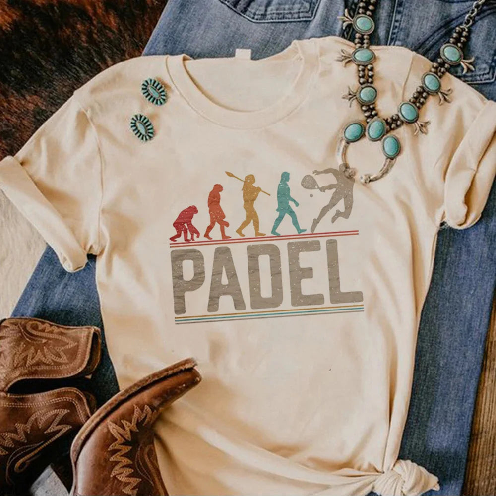 Padel T Shirt Donna Divertente Harajuku Vestiti Femminili Collo A O Poliestere Manica Corta