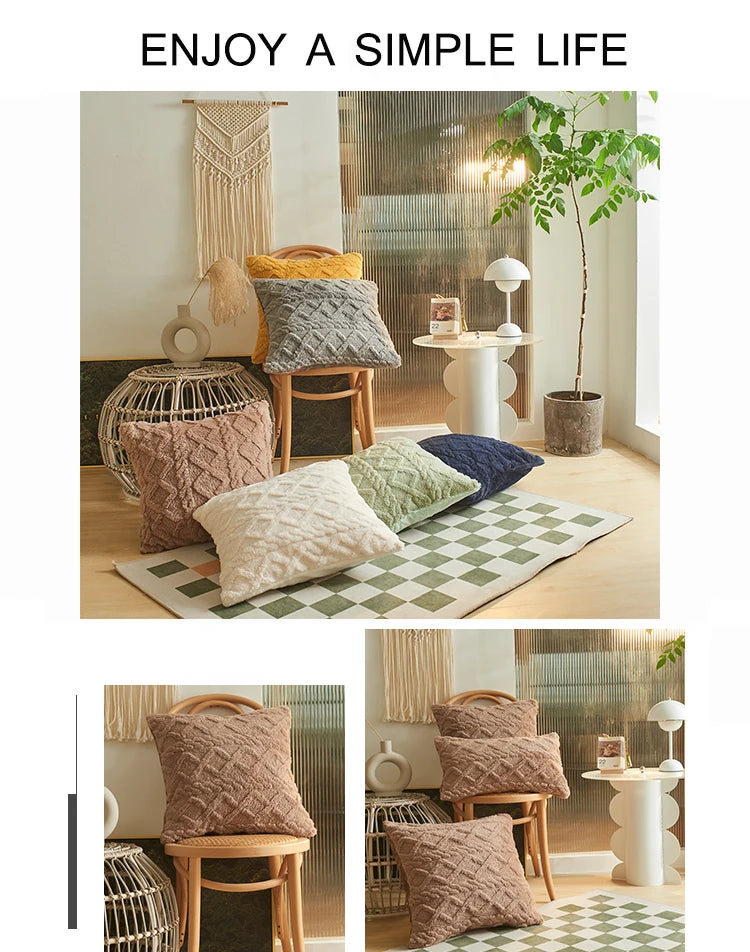 Fodera Per Cuscino In Peluche Geometrica 45x45 Cm Per Divano Soggiorno Decorativa Per La Casa