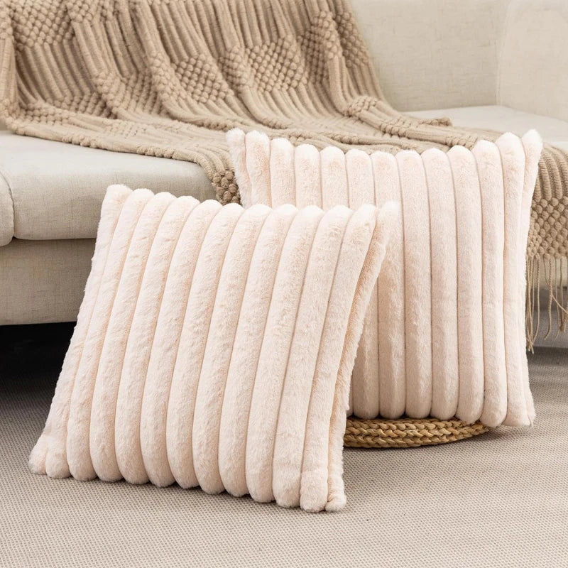 Fodera Cuscino Quadrato In Pelliccia Sintetica Di Coniglio Tinta Unita Morbida 45x45 Cm Decorativa Per Divano
