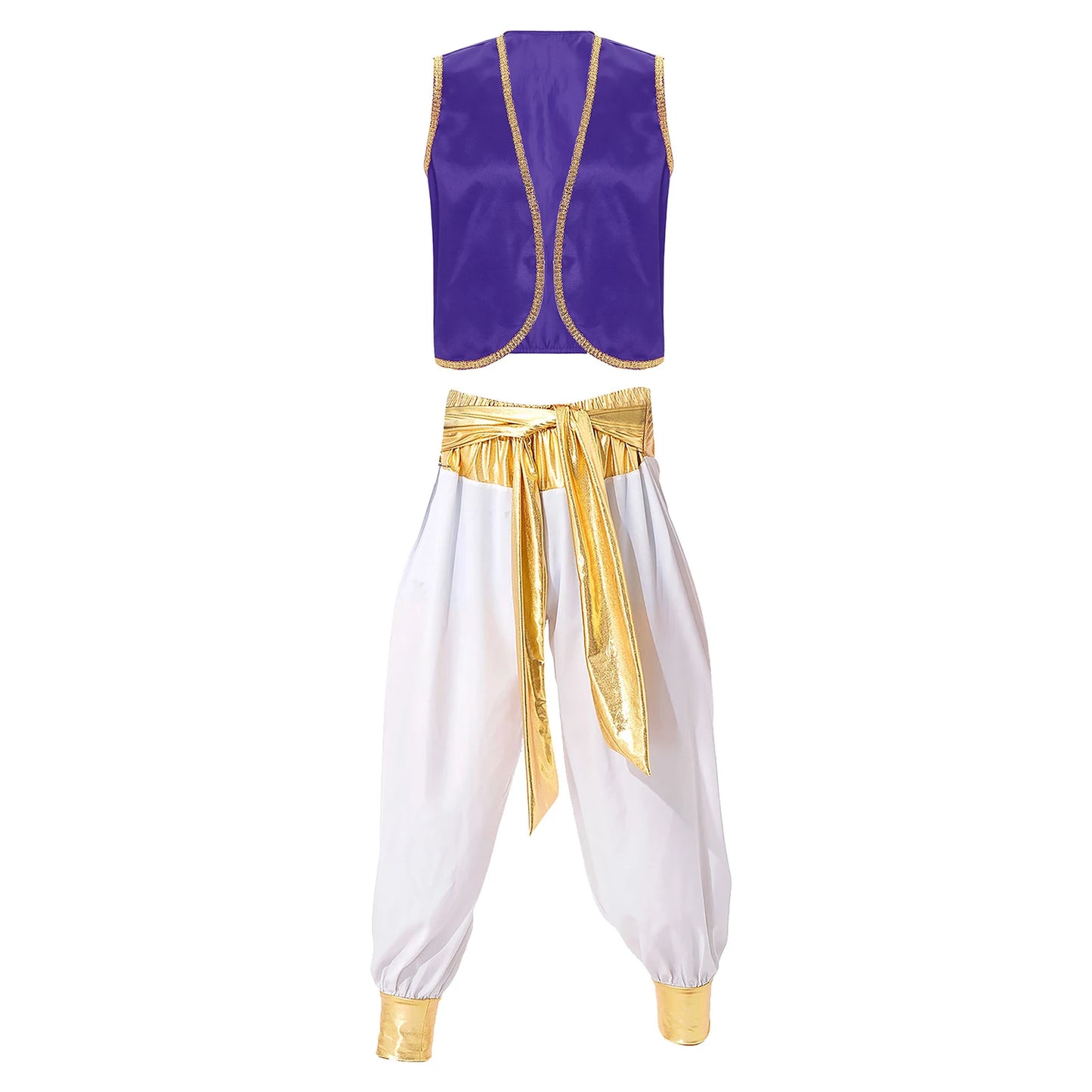 Costume Fantasy Myth Prince Aladin per adulti Gilet senza maniche e pantaloni Abito da palcoscenico per feste a tema Halloween Cosplay