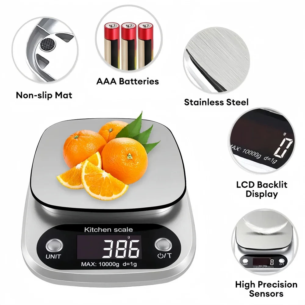 Bilancia Da Cucina Digitale 10 Kg Alta Precisione Con Display LCD Portatile Per Cibo Gioielli Cuochi Appassionati