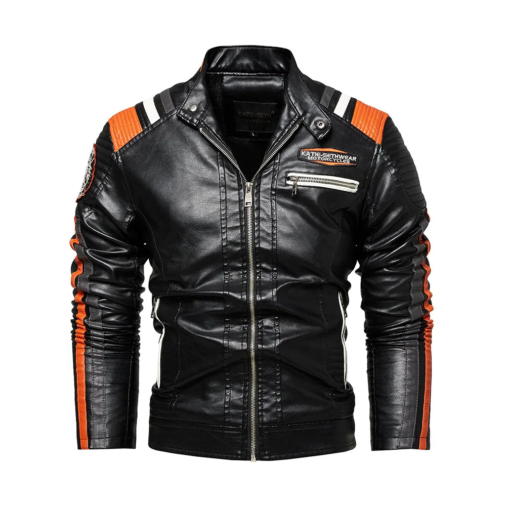 Giacca Da Moto Da Uomo In Ecopelle Impermeabile Antivento PU Bomber Vintage Di Alta Qualità