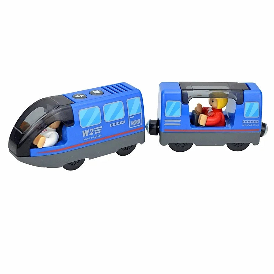 Treno Elettrico Magnetico Locomotiva Per Slot Auto Binario In Legno Con Due Carrelli Giocattolo Leduo Track