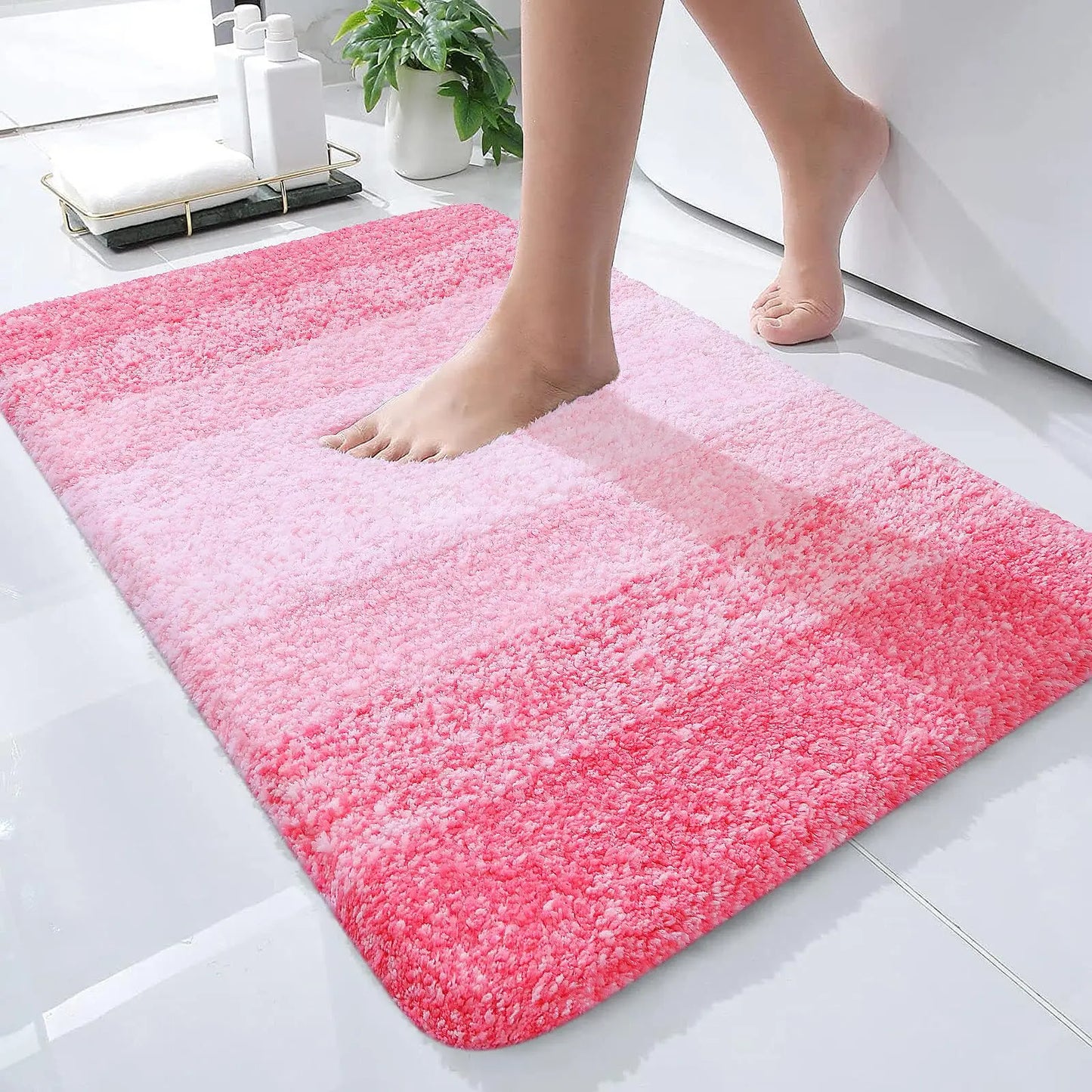 Kitinjoy Tappeto Da Bagno In Microfibra Assorbente Morbido Antiscivolo Shaggy Lavabile In Lavatrice