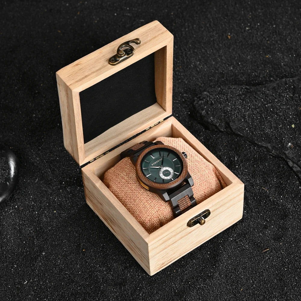BOBOBIRD Orologio In Legno Da Uomo Personalizzato Nome Testo Sulla Custodia Posteriore Orologio Quarzo Scatola Regalo