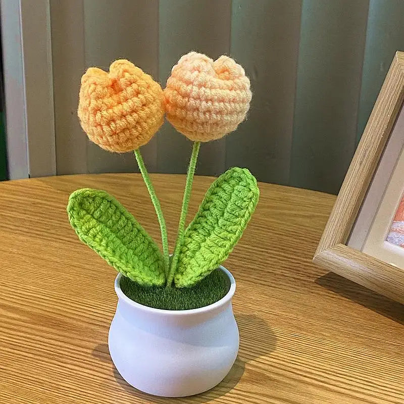 Fiore In Vaso Fai Da Te Rosa Mini Tessuti A Mano Per Scrivania Ufficio Decorazione Casa Filo Di Lana