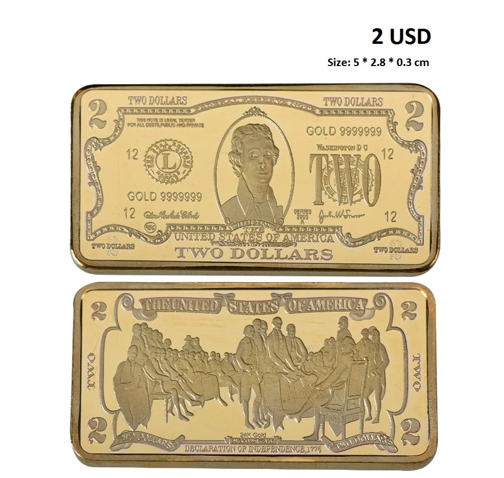 Barra Placcata Oro 24K E Argento Design Dollaro USA Moneta Souvenir Da Collezione Regalo Per Uomo